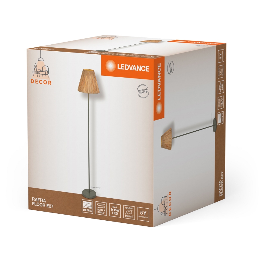 Ledvance - Grīdas stāvlampa DECOR RAFFIA 1xE27/15W/230V raffia bast