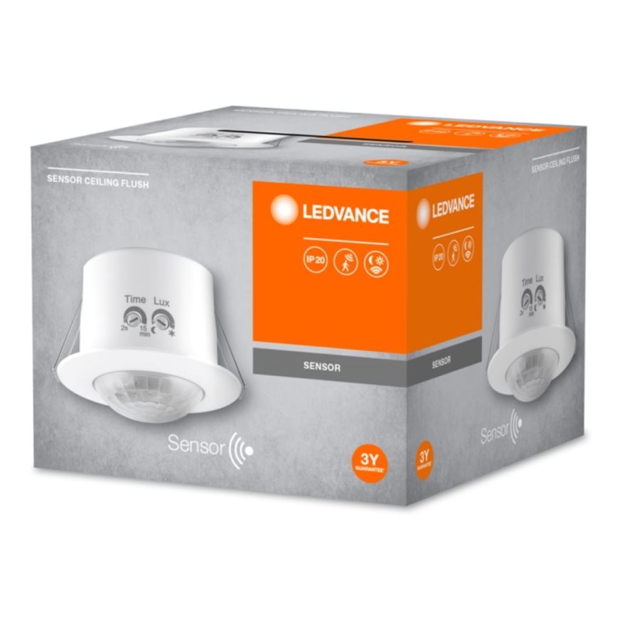 Ledvance - Iegremdējams infrasarkanais kustību sensors FLUSH 230V balts