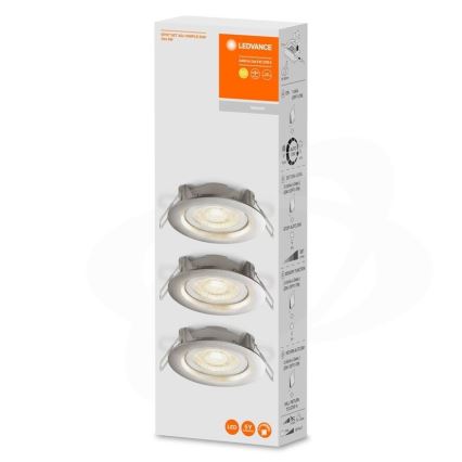 Ledvance - KOMPLEKTS 3x dimmējami LED iebūvējami griestu gaismekļi SIMPLE LED/4,9W/230V