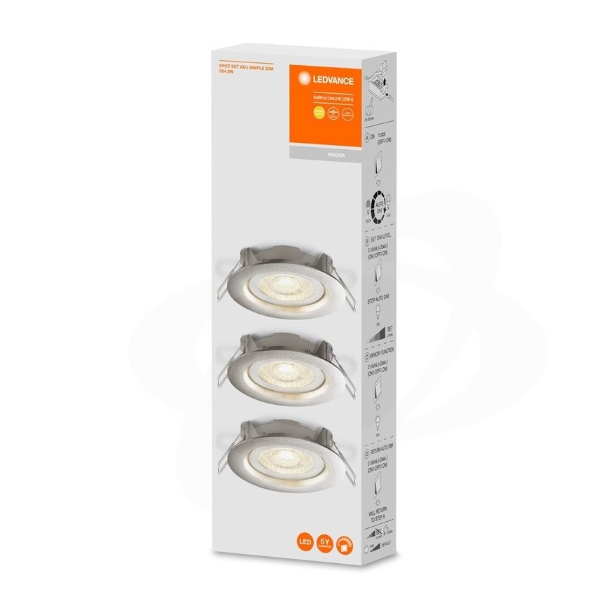 Ledvance - KOMPLEKTS 3x dimmējami LED iebūvējami griestu gaismekļi SIMPLE LED/4,9W/230V