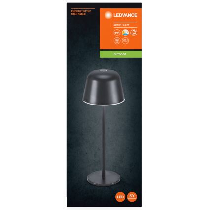 Ledvance - LED Aptumšojama āra uzlādējama lampa TABLE LED/2,5W/5V IP54 melna