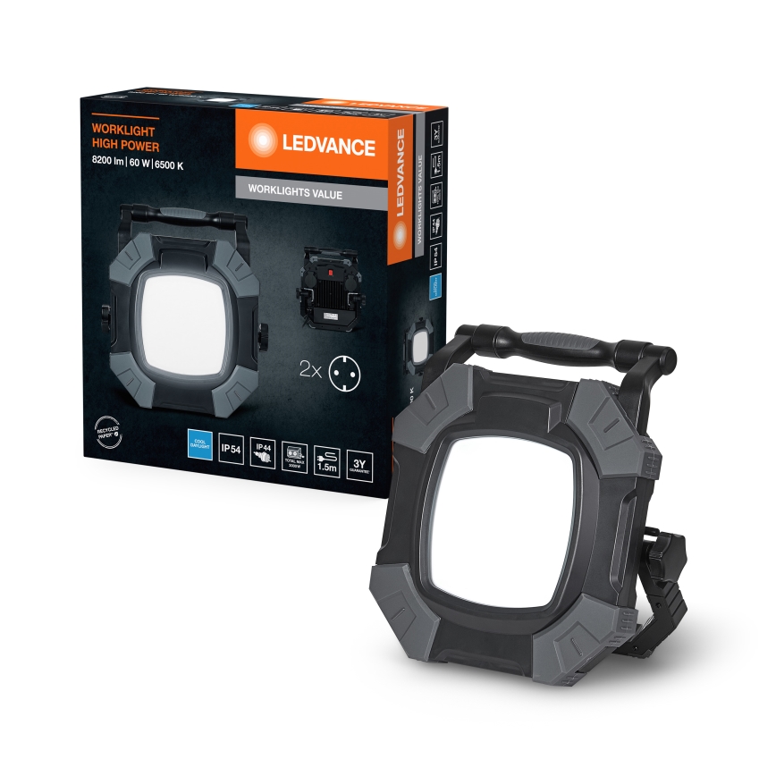 Ledvance - LED Aptumšojama darba lampa ar 2 kontaktligzdām WORKLIGHT VALUE LED/60W/230V IP54