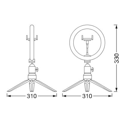 Ledvance - LED Aptumšojama galda lampa ar statīvu un vlogošanas turētājs LED/5,5W/USB 3000/4000/6500K