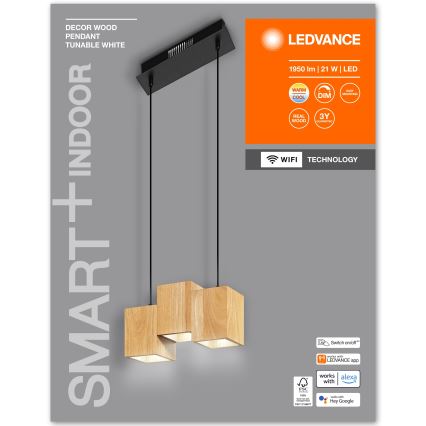 Ledvance - LED Aptumšojama lustra ar auklu DECOR WOOD 3xLED/7W/230V Wi-Fi