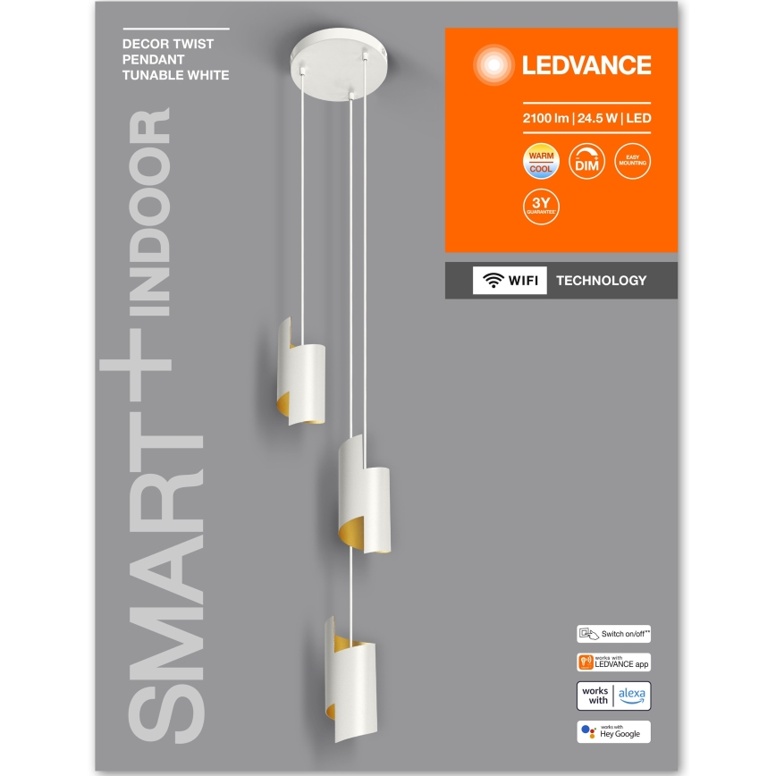Ledvance - LED Aptumšojama lustra ar auklu SMART+ DECOR 3xLED/8W/230V balta Wi-Fi