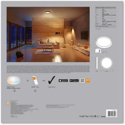 Ledvance - LED Aptumšojams gaismeklis SMART+ PLATE LED/24W/230V 3,000K-6,500K Wi-Fi