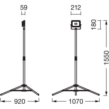 Ledvance - LED Aptumšojams prožektors ar turētāju WORKLIGHT TRIPOD LED/20W/3,7V 1500 mAh IP54