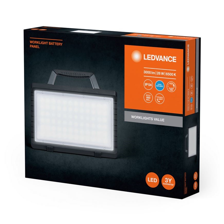 Ledvance - LED Aptumšojama āra uzlādējams Prožektors WORKLIGHT BATTERY LED/26W/5V 2200 mAh IP54