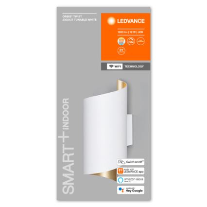 Ledvance - LED Aptumšojams sienas gaismeklis SMART+ TWIST LED/12W/230V 3000-6500K Wi-Fi balts