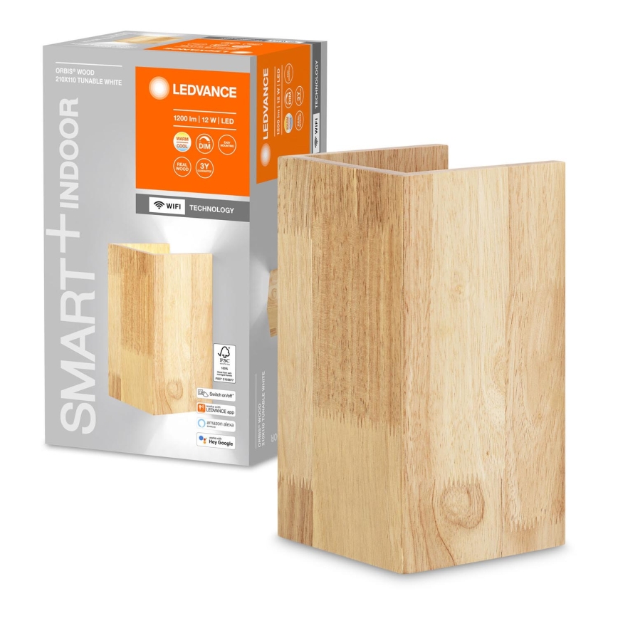 Ledvance - LED Aptumšojams sienas gaismeklis SMART+ WOOD LED/12W/230V 3000-6500K Wi-Fi