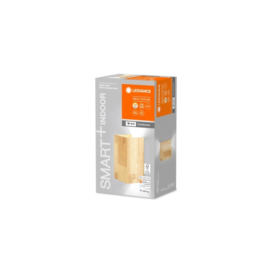 Ledvance - LED Aptumšojams sienas gaismeklis SMART+ WOOD LED/12W/230V 3000-6500K Wi-Fi