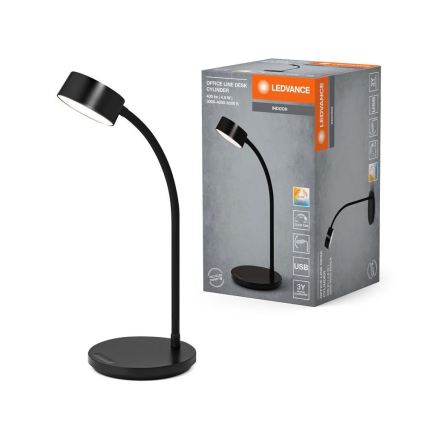 Ledvance - OFFICE LED galda lampa, regulējama ar pieskārienu, LED 4,8W/5V, 3000–6500K, melna