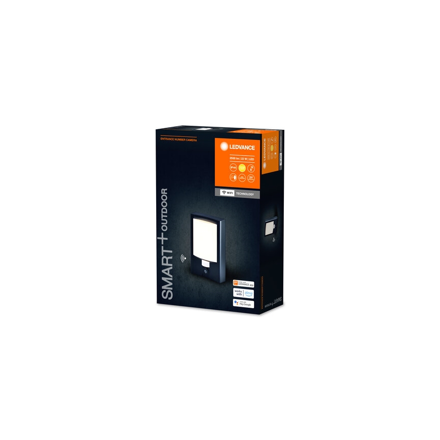 Ledvance - LED Aptumšojama āra sienas lampa ar sensoru un kameru SMART+ LED/22W/230V IP44 Wi-Fi