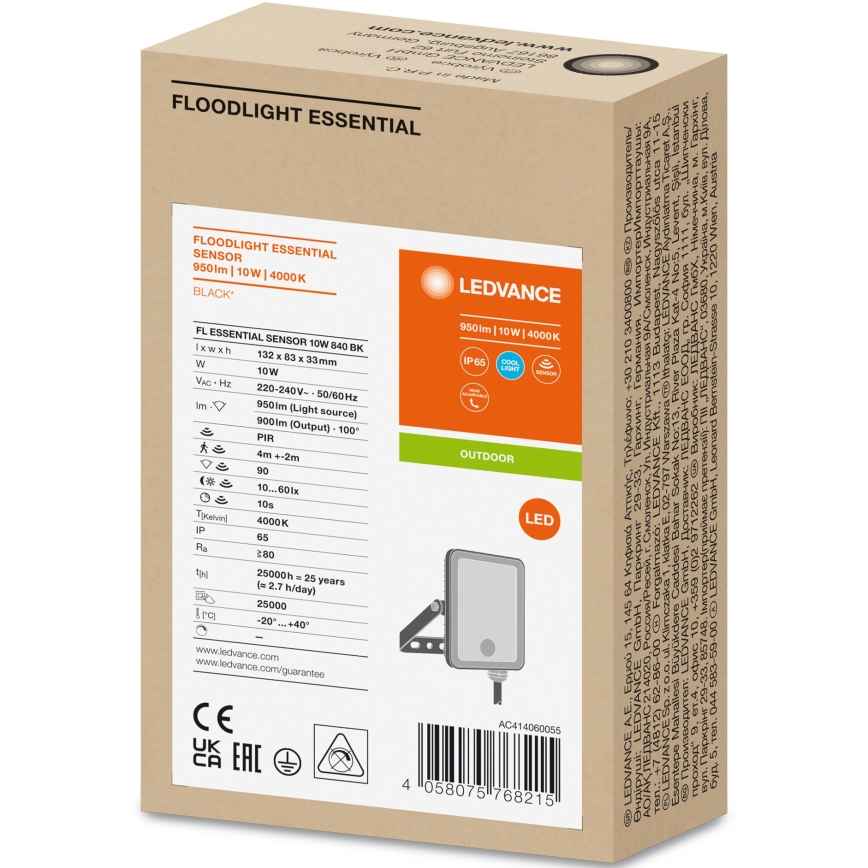 Ledvance - LED Āra prožektors ar sensoru FLOODLIGHT LED/10W/230V 4000K IP65