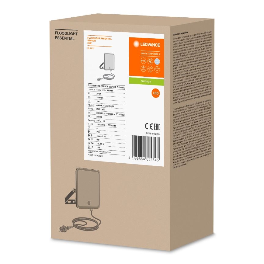 Ledvance - LED Āra sienas prožektors ar sensoru FLOODLIGHT LED/20W/230V IP65
