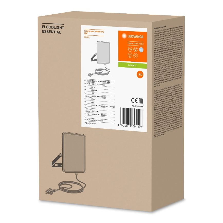 Ledvance - LED Āra sienas prožektors FLOODLIGHT ESSENTIAL LED/30W/230V 4000K IP65