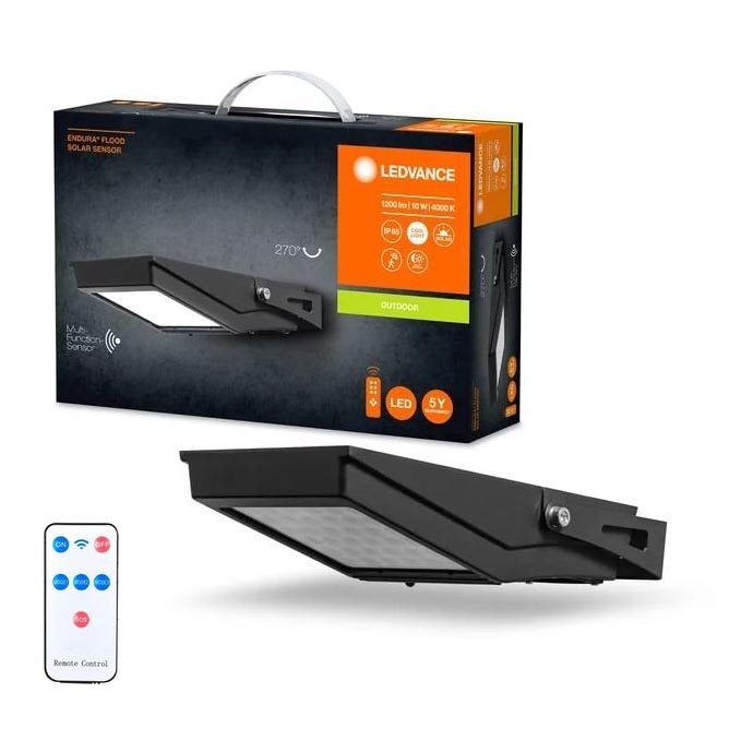 Ledvance - LED Āra saules enerģijas prožektors ar sensoru FLOOD LED/10W/3,6V 2000 mAh IP65 + tālvadības pults