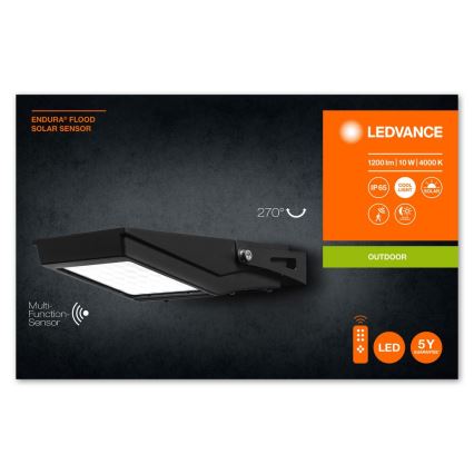Ledvance - LED Āra saules enerģijas prožektors ar sensoru FLOOD LED/10W/3,6V 2000 mAh IP65 + tālvadības pults