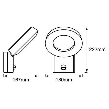 Ledvance - LED  Āra sienas gaisma ar sensoru LOOP 1xLED/12W/230V IP44