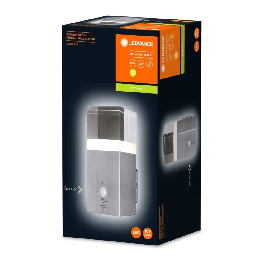 Ledvance - LED Āra sienas gaismeklis ar sensoru CRYSTAL 1xLED/5W/230V IP44