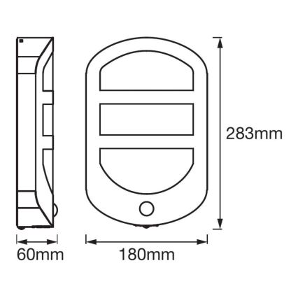 Ledvance - LED Āra sienas gaismeklis ar sensoru PLATE LED/12,5W/230V IP44