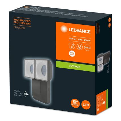 Ledvance - LED Āra sienas gaismeklis ar sensoru SPOT 2xLED/8W/230V IP55