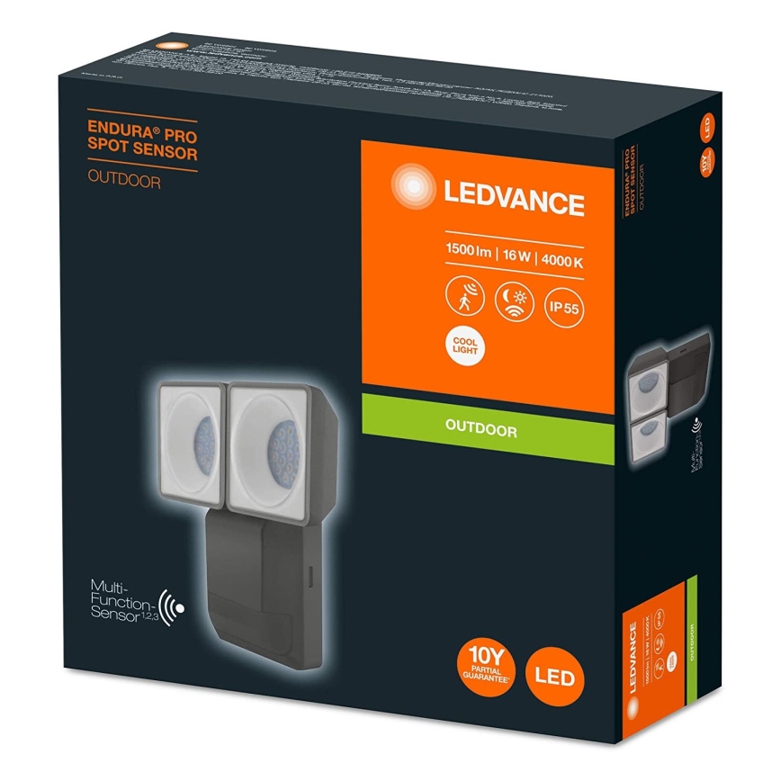 Ledvance - LED Āra sienas gaismeklis ar sensoru SPOT 2xLED/8W/230V IP55