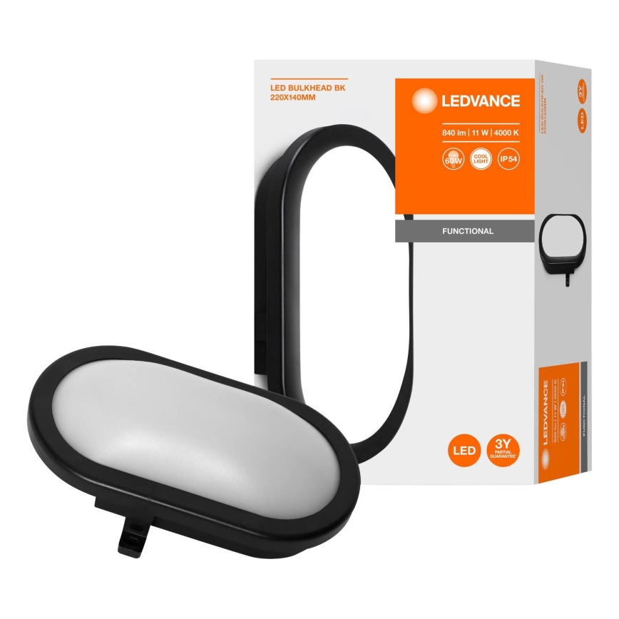 Ledvance - LED Āra sienas gaismeklis BULKHEAD LED/11W/230V IP54 melns