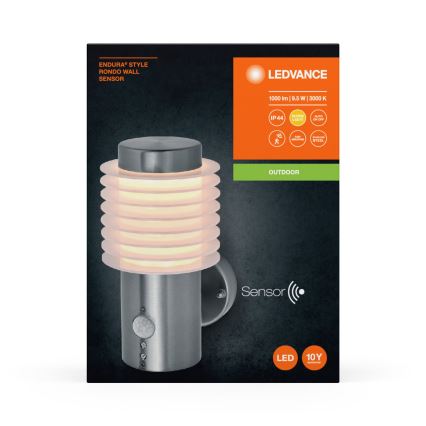 Ledvance - LED Āra sienas lampa ar sensoru ENDURA RONDO LED/9,5W/230V IP44 hroms