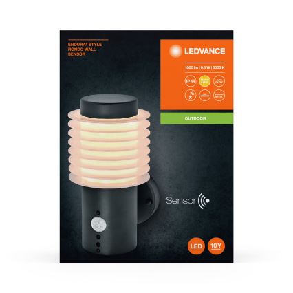 Ledvance - LED Āra sienas lampa ar sensoru ENDURA RONDO LED/9,5W/230V IP44 antracīta