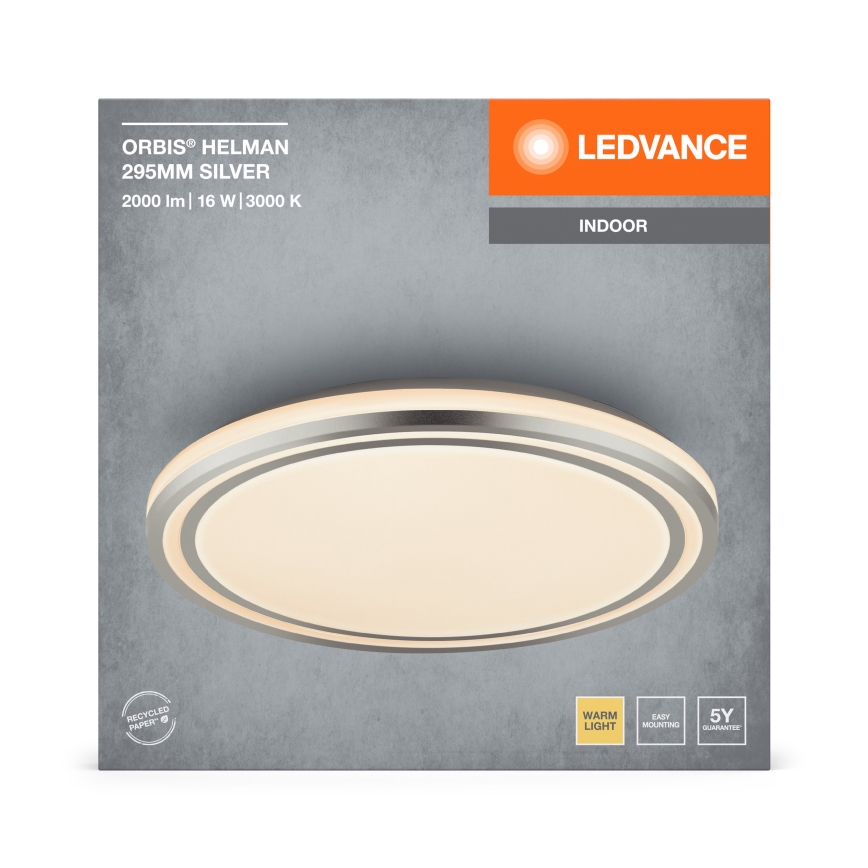Ledvance - LED Griestu lampa ORBIS HELMAN LED/16W/230V d. 29,5 cm sudraba