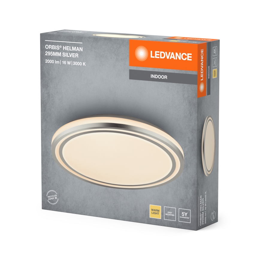 Ledvance - LED Griestu lampa ORBIS HELMAN LED/16W/230V d. 29,5 cm sudraba