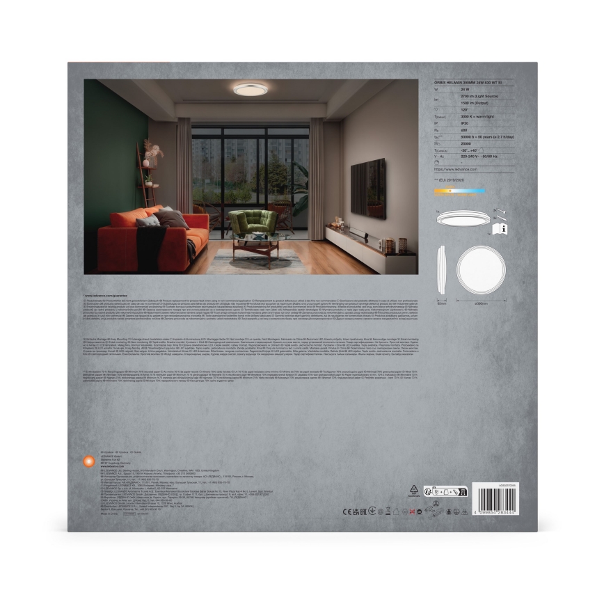 Ledvance - LED Griestu lampa ORBIS HELMAN LED/24W/230V d. 39 cm sudraba