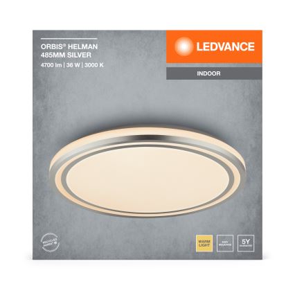 Ledvance - LED Griestu lampa ORBIS HELMAN LED/36W/230V d. 48,5 cm sudraba