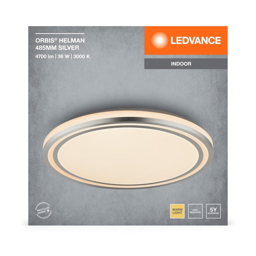 Ledvance - LED Griestu lampa ORBIS HELMAN LED/36W/230V d. 48,5 cm sudraba