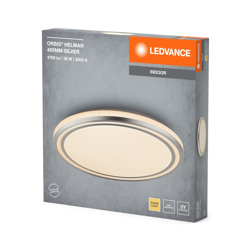 Ledvance - LED Griestu lampa ORBIS HELMAN LED/36W/230V d. 48,5 cm sudraba