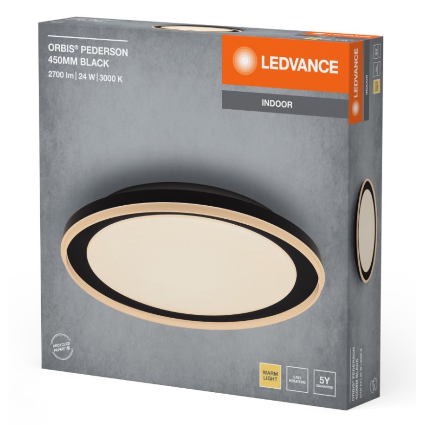 Ledvance - LED Griestu lampa ORBIS PEDERSON LED/24W/230V d. 45 cm melna