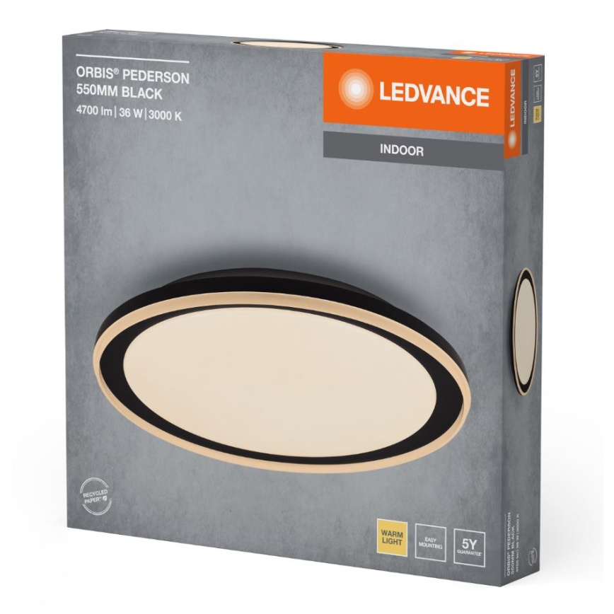 Ledvance - LED Griestu lampa ORBIS PEDERSON LED/36W/230V d. 55 cm melna