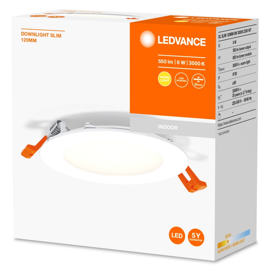 Ledvance - LED Iegremdējams gaismeklis SLIM LED/8W/230V 3000K