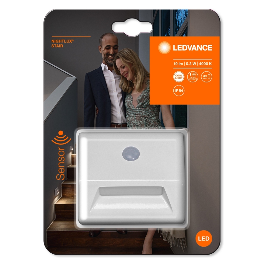 Ledvance - LED Kāpņu telpas lampa ar sensoru NIGHTLUX LED/0.25W/3xAAA IP54