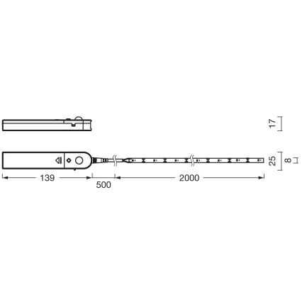 Ledvance - LED lente ar kustības sensoru FLEX 2m LED/3,6W/4xAA