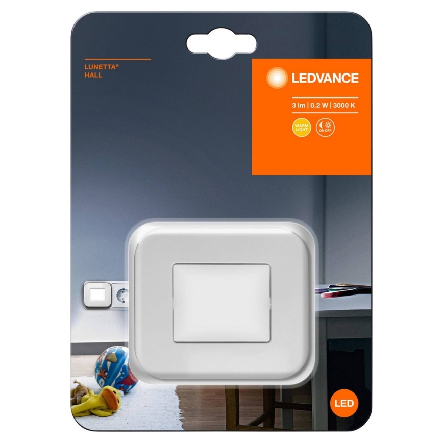 Ledvance - LED nakts lampa ar krēslas sensoru LUNETTA LED/0,2W/230V 3000K