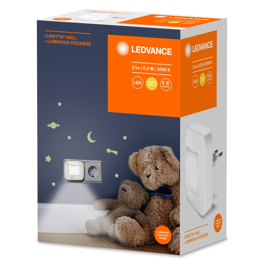 Ledvance - LED naktsgaisma ar krēslas sensoru LUNETTA LED/0,2W/230V
