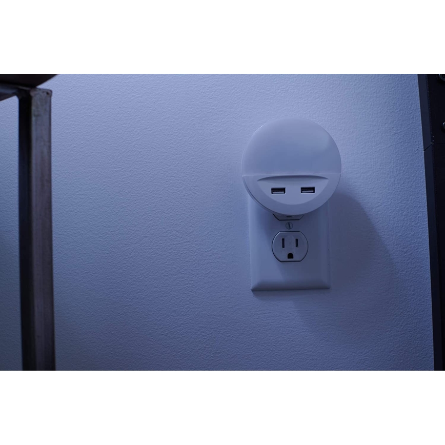 Ledvance - LED naktslampa kontaktligzdā ar sensoru LUNETTA 2xUSB LED/13W/230V