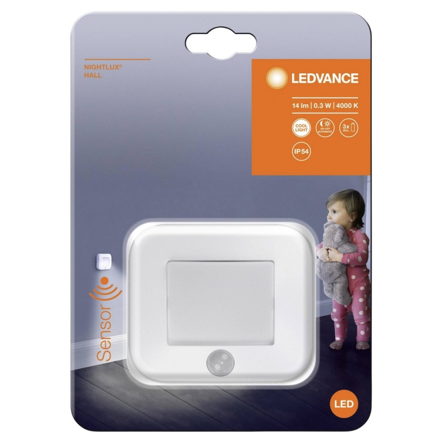 Ledvance - LED Navigācijas gaismeklis ar sensoru NIGHTLUX LED/0.25W/3xAAA