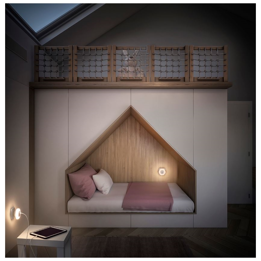 Ledvance - LED Orientēšanās kontaktligzdas lampa ar USB LUNETTA LED/15W/230V