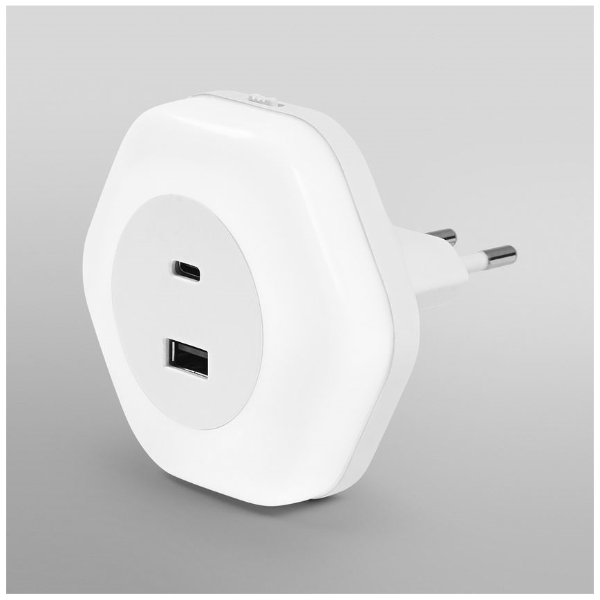 Ledvance - LED Orientēšanās kontaktligzdas lampa ar USB LUNETTA LED/15W/230V