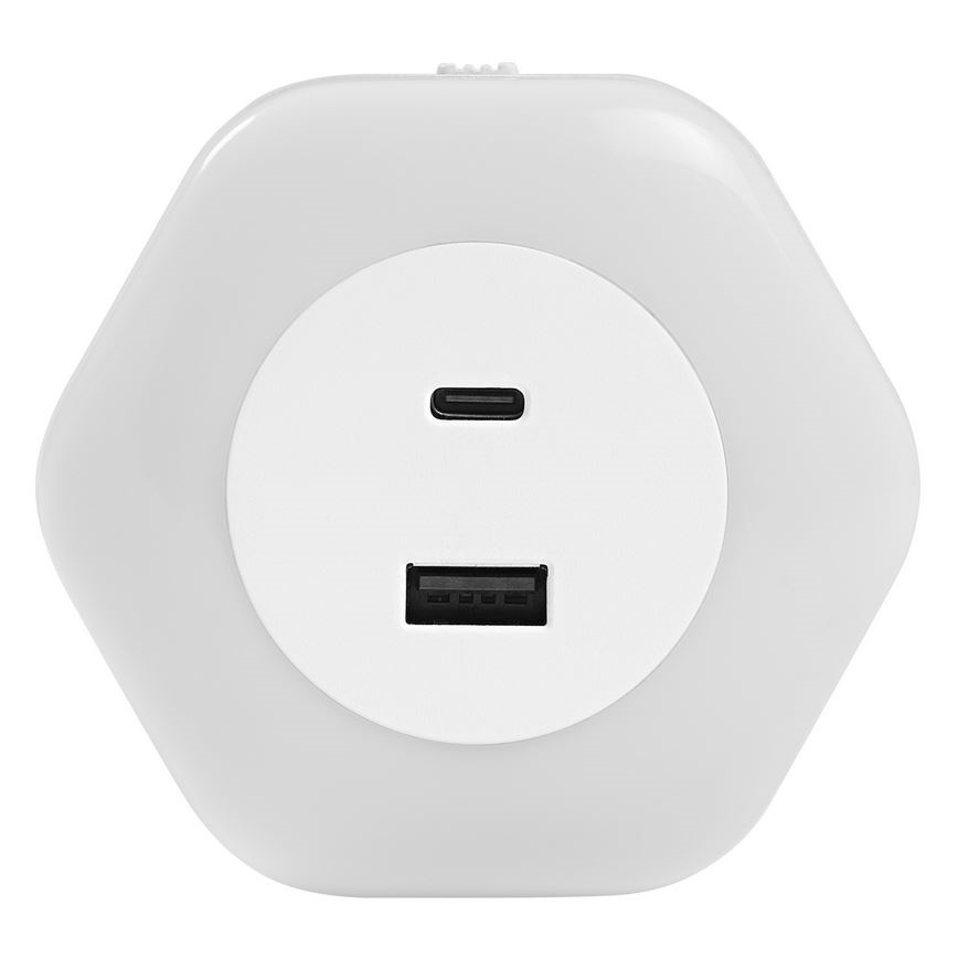 Ledvance - LED Orientēšanās kontaktligzdas lampa ar USB LUNETTA LED/15W/230V