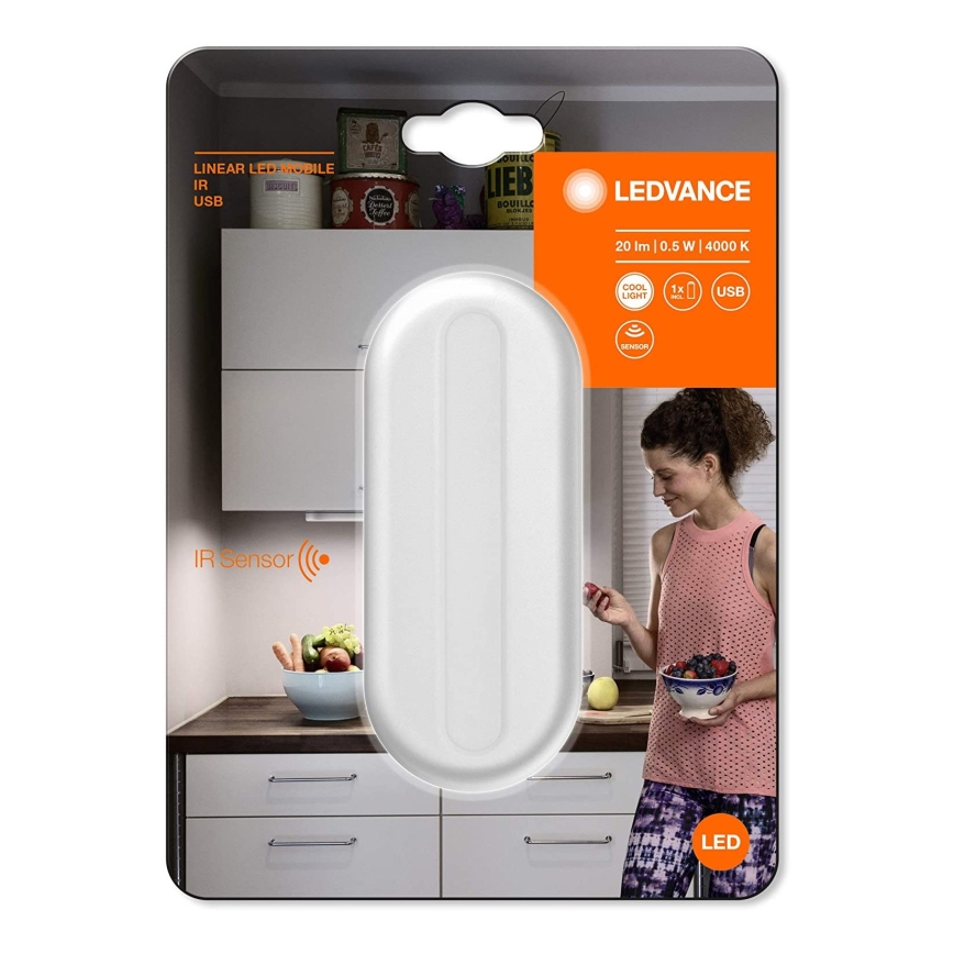 Ledvance - LED Orientēšanās lampa ar sensoru MOBILE LED/0,5W/3,7V 330 mAh CRI 90