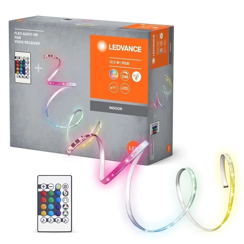 Ledvance - LED RGB Aptumšojama josla FLEX AUDIO 3m LED/12,5W/230V + tālvadības pults